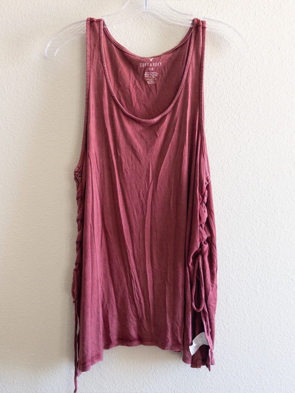 American Eagle Soft & Sexy Rib Maroon Tank size XL